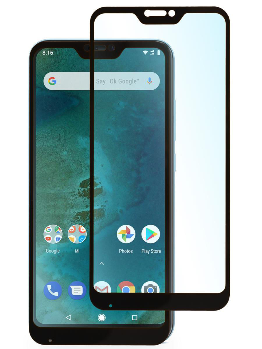 Защитное стекло для Mi A2 Lite полная проклейка экрана Black