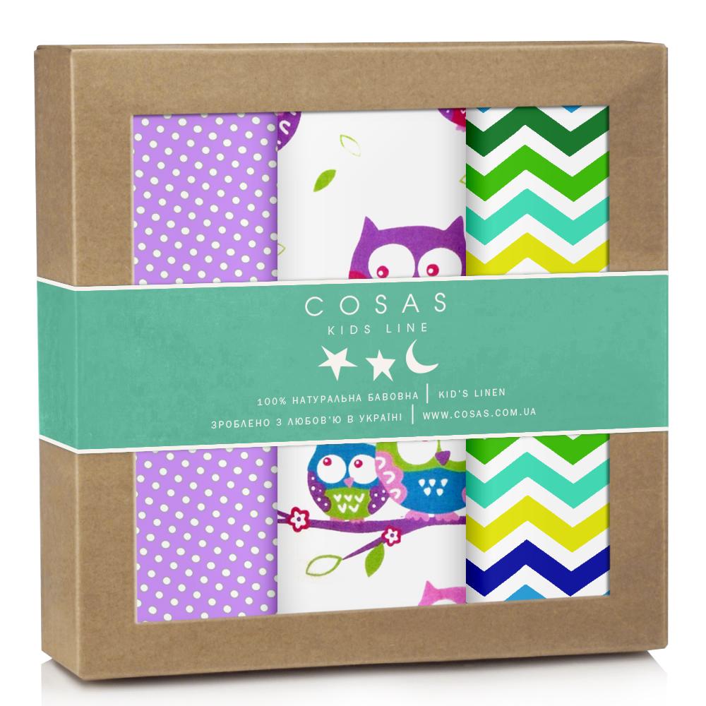 Набор пеленок Cosas Owls Dots Zigzag 80х100 см 3 шт. (4822052032251) Набор пеленок Cosas Owls Dots Zigzag 80х100 см 3 шт. (4822052032251)