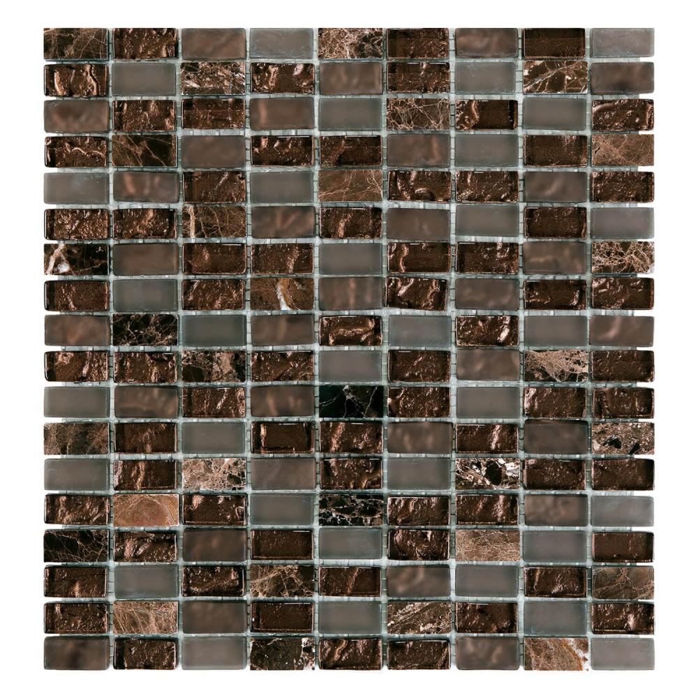 Мозаика стеклянная Mozaico De Lux S-MOS CLHT05 ST+GL Dark Pearl (001423)