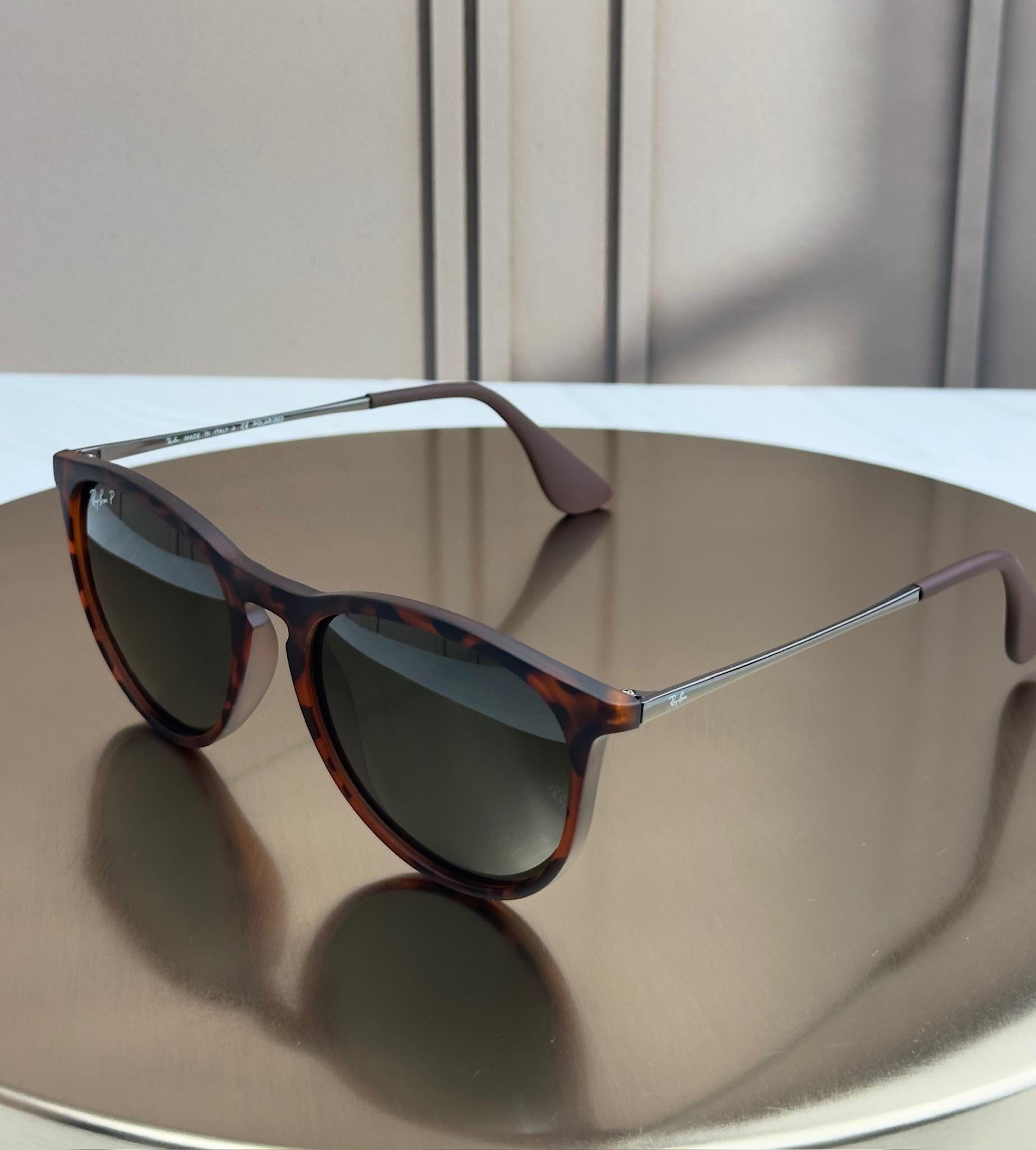 Сонцезахисні окуляри RAY-BAN Erika RB4171 Гавана зелена лінза поляризовані круглі жіночі
