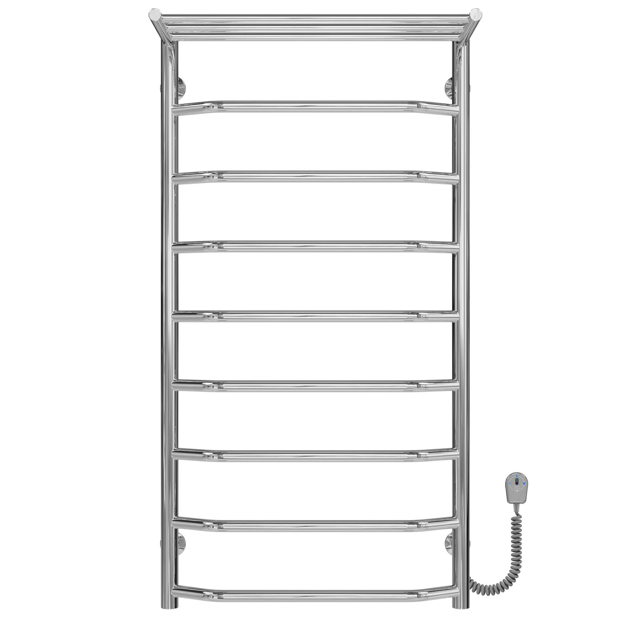 Полотенцесушитель электрический с полкой Deffi Трапеция П9 EF16 правое подключение нержавеющая сталь 500х1000 мм Хром (C.TP.100.50.9.ECR5)