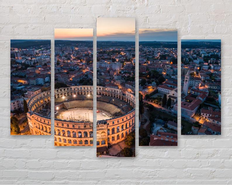 Модульная картина на холсте из пяти частей KIL Art Ночная панорама Колизея 187x119 см (M51_XL_287)