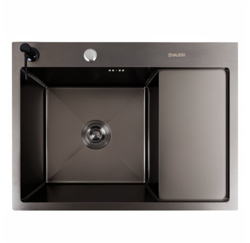 Мойка для кухни CM L PVD Valeso Handmade круглый сифон 3,0/0,8 мм 65х50 см Черный