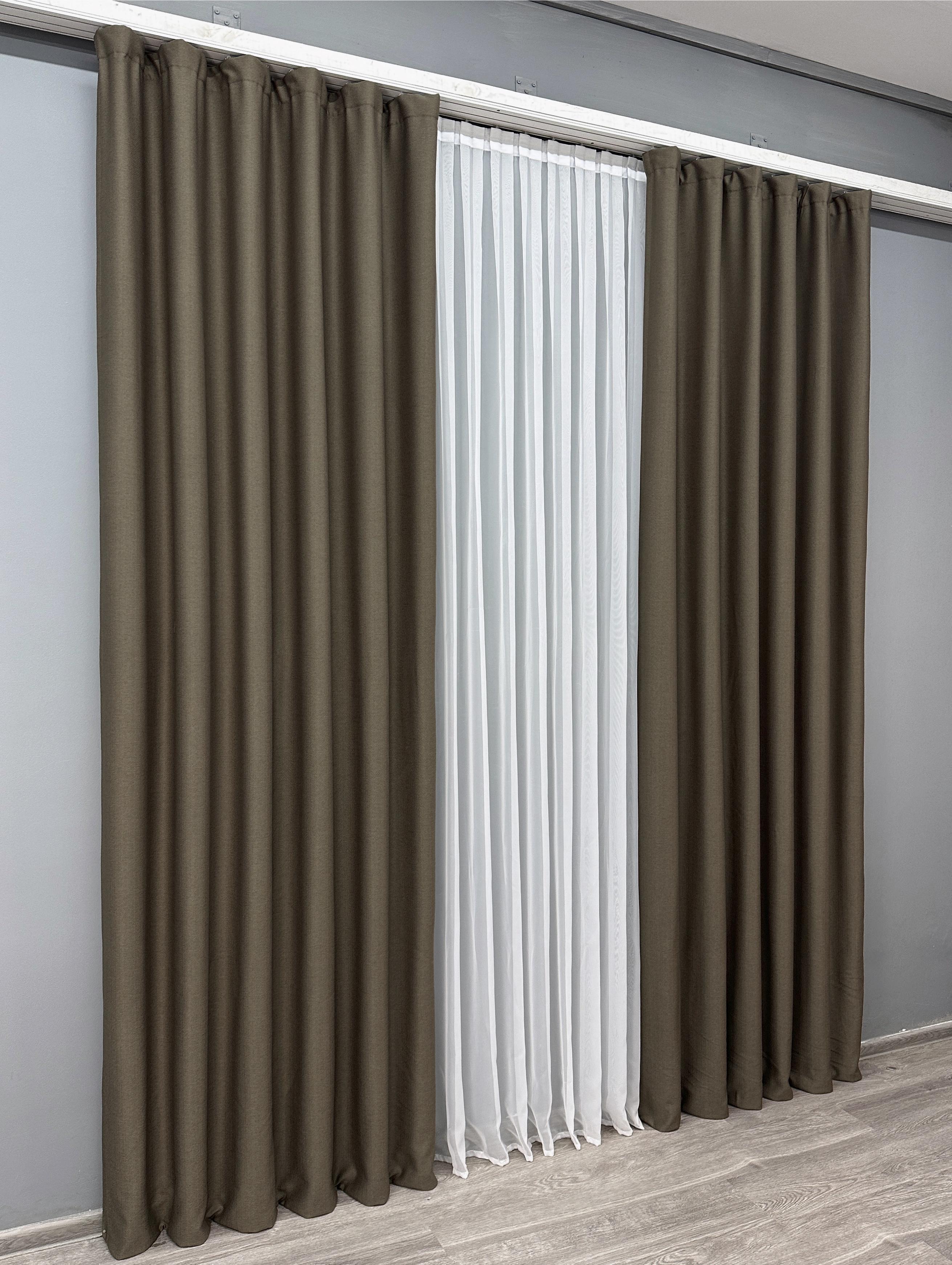 Комплект готовых штор VR-Textil Шенил однотонный № 1591ш 150х270 см 2 шт. Кофейный (33-0556) - фото 4