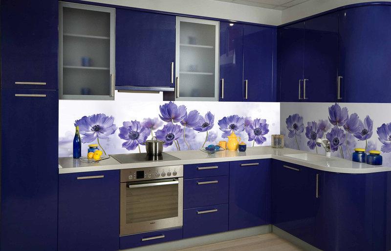 Кухонный фартук Василек из самоклеющейся виниловой пленки 60х300 см Фиолетовый