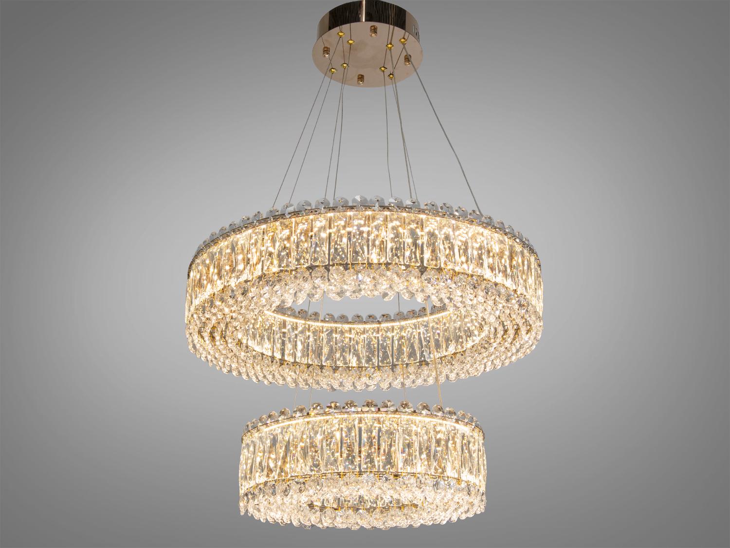 Люстра підвісна LED 8693-600/400GD пульт 85 Вт Золотий (8693-600+400GD)