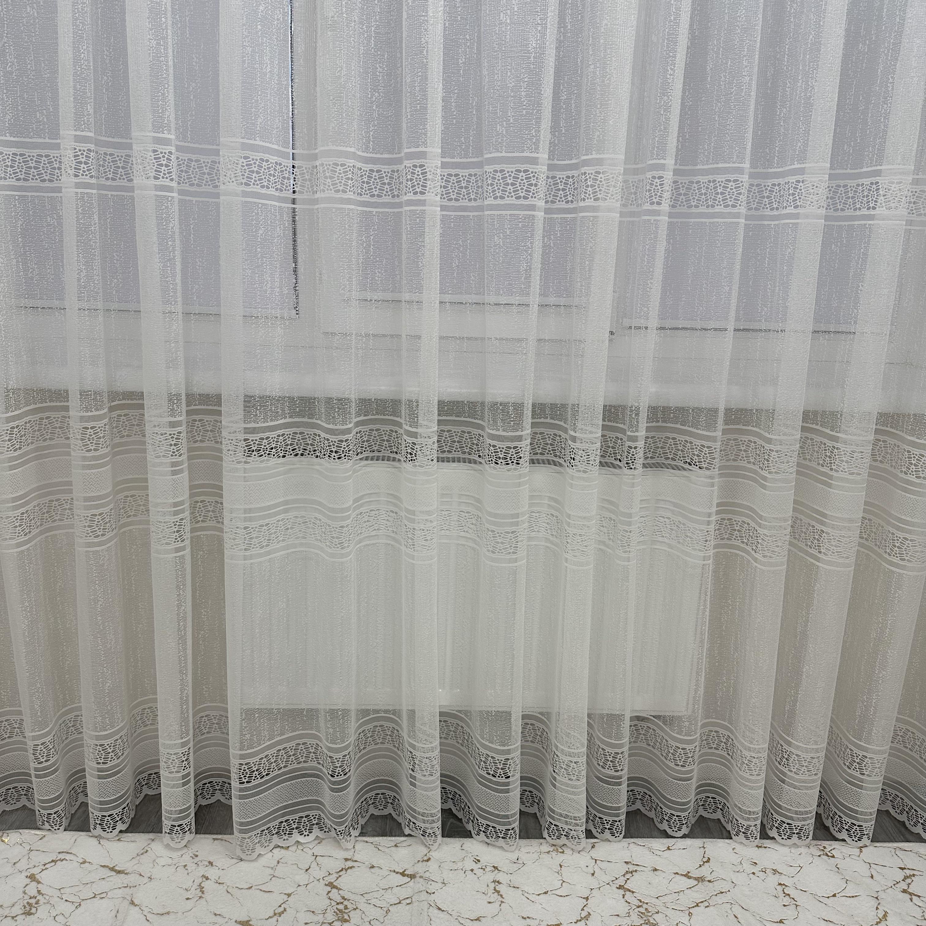 Тюль жаккард готова с узором 400х270 см на тесьме 6 см 2 ряда петель Молочный (ТПМ-4) - фото 10 Тюль жаккард готова с узором 400х270 см на тесьме 6 см 2 ряда петель Молочный (ТПМ-4) - фото 10