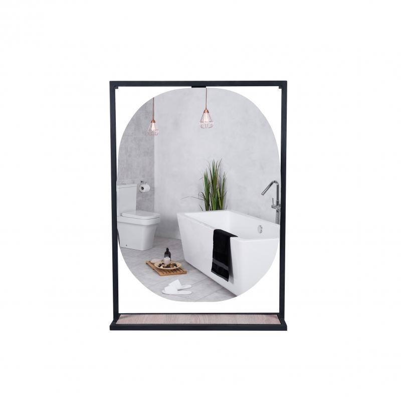 Зеркало Q-tap Taurus 600х850х140 Black/Whitish oak с LED-подсветкой QT2478ZP600BWO (13929)