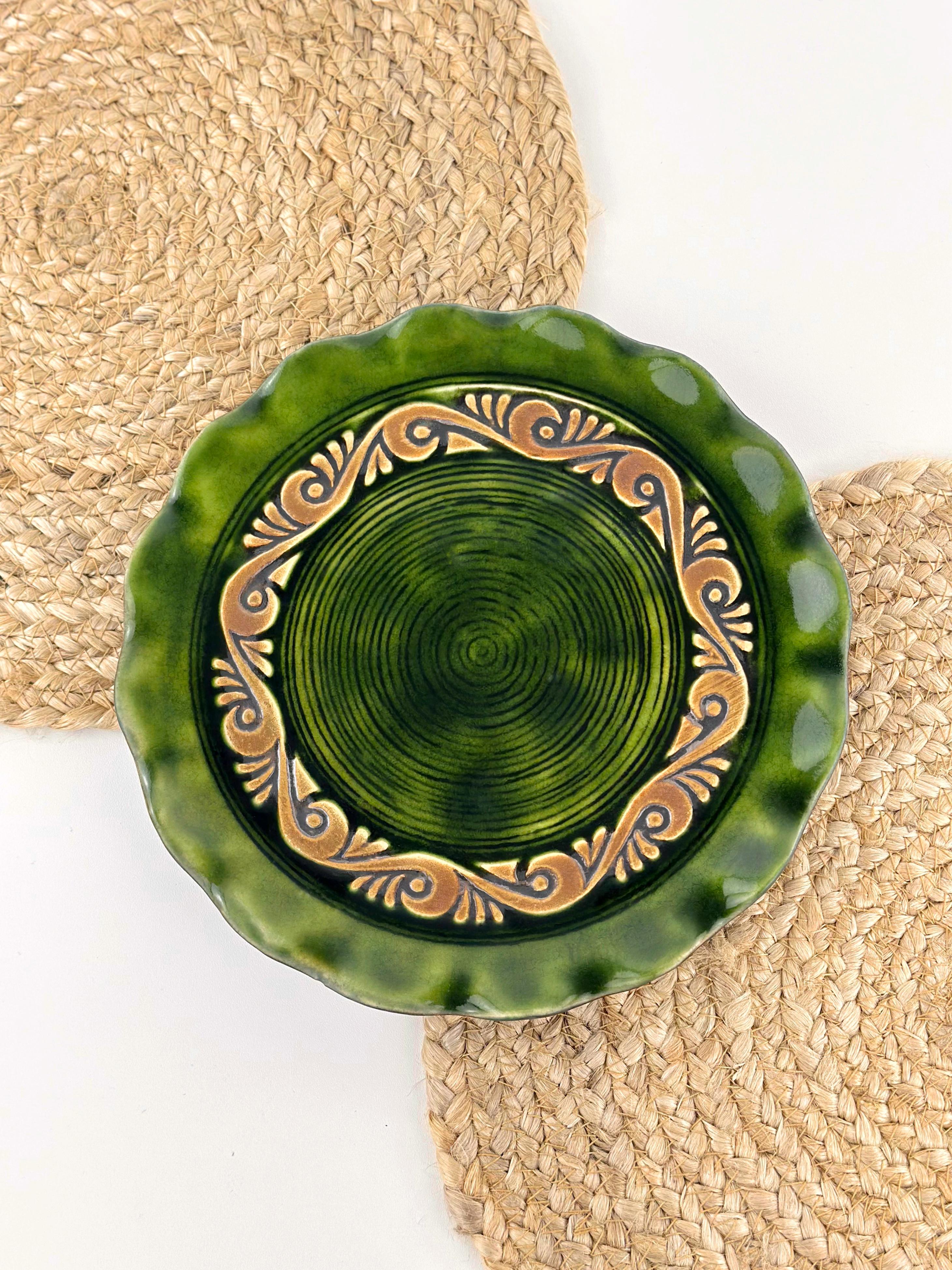 Тарелка обедняя глиняная Гражда 25 см Зеленый (17012-7)