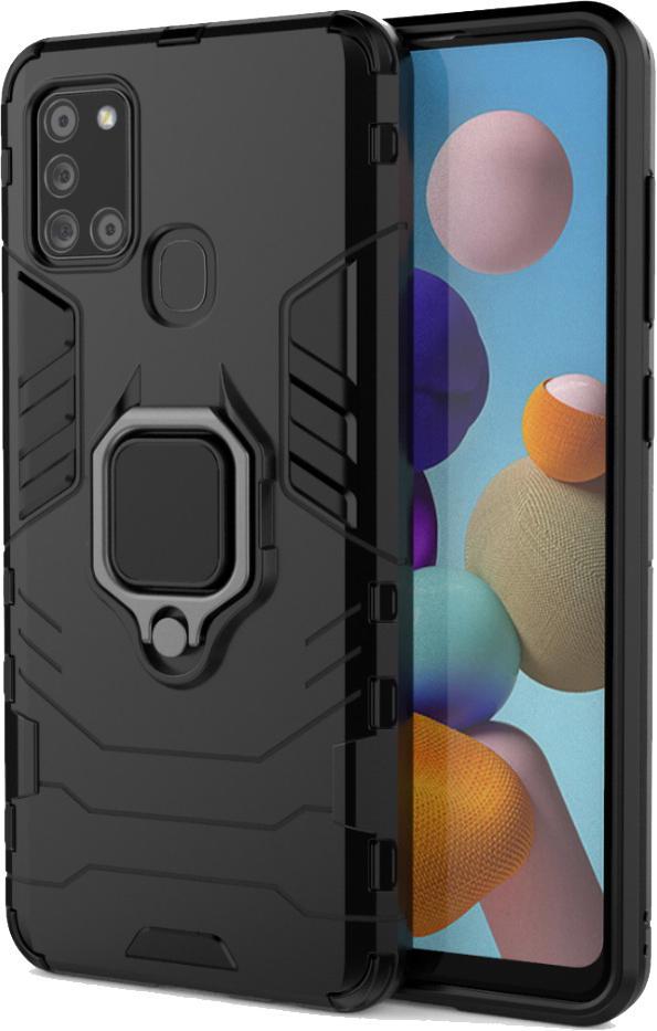 Противоударный чехол Samsung Galaxy A21s A217 (подставка кольцо) Black (16797-2B)