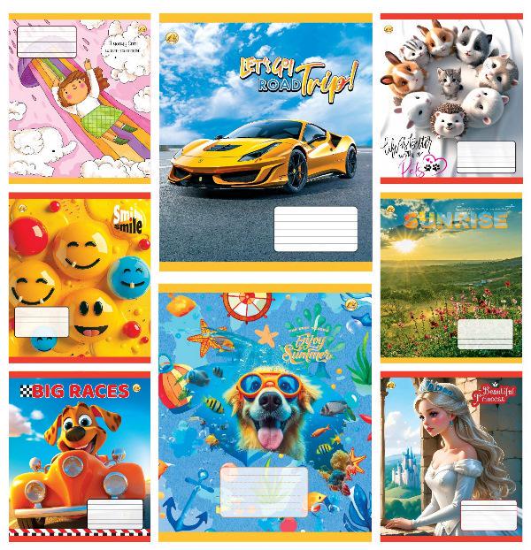 Зошити учнівські Тетрада Люкс Мікс 1 в косу лінію 12 арк. 25 шт. (MTT-199154)