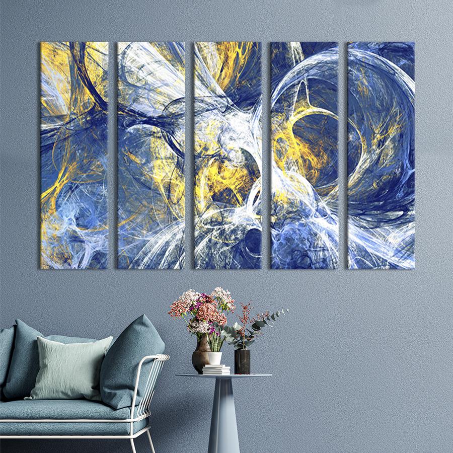 Картина модульна з 5 частин Абстракція Синій хаос 155x95 см (38-51)