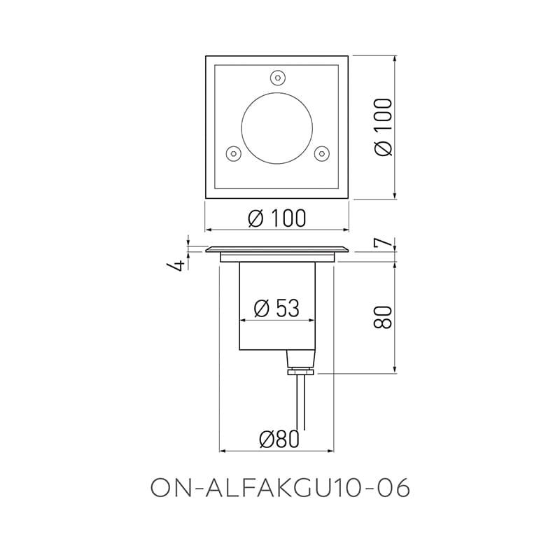 Світильник грунтовий ALFA MINI GU10 10 Вт IP67 квадратний iнокс 10х10 см (ON-ALFAKGU10-06-MINI) - фото 2
