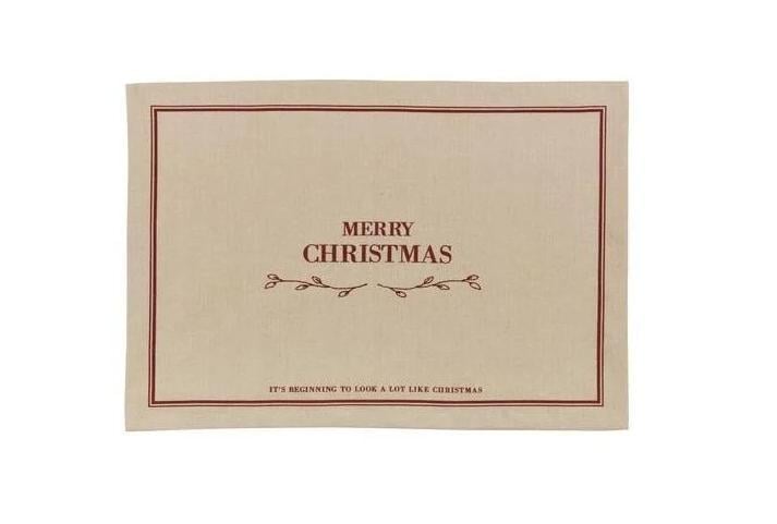 Подставка под посуду новогодняя с надписью 30x42 см Бежевый