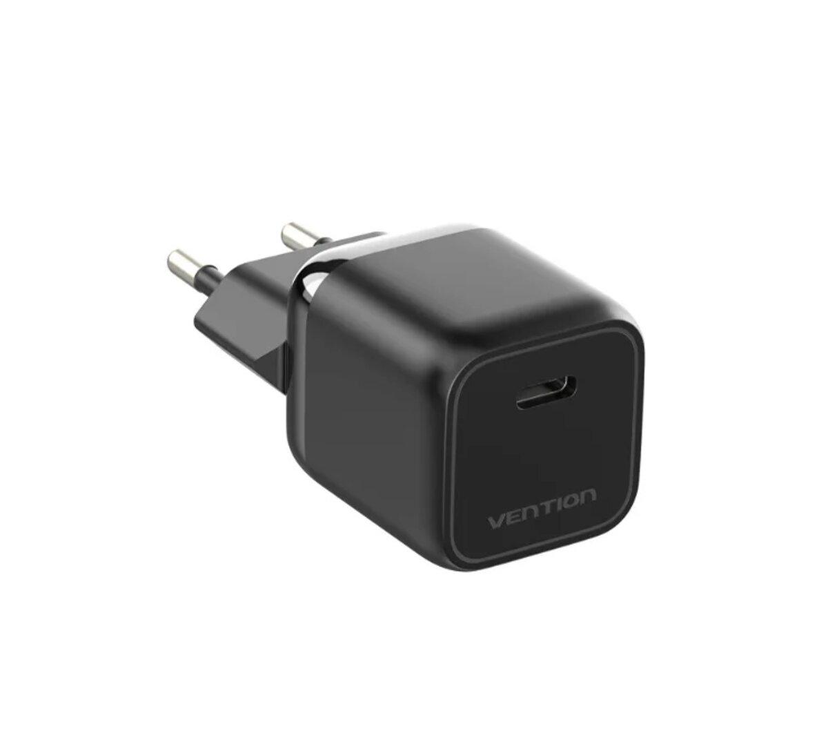 Зарядний пристрій Vention один порт USB-C 30W Black (588714) - фото 2