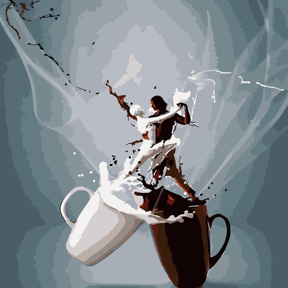 Картина по номерам Strateg Премиум Борьба черного и белого 40х40 см (SK029)