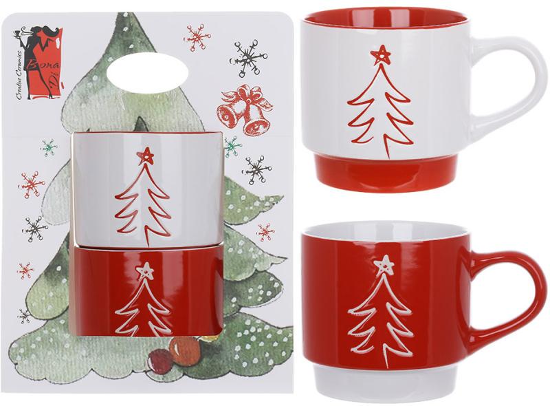 Набір чашок подарунковий Ялинка 2 шт. 400 мл Червоний з білим - фото 2 Набір чашок подарунковий Ялинка 2 шт. 400 мл Червоний з білим - фото 2