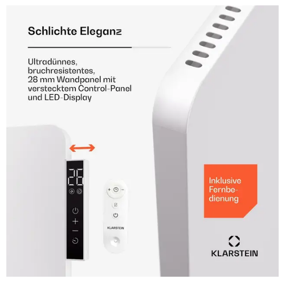 Инфракрасный настенный обогреватель KLARSTEIN Wonderbeam 450 Вт для дома (10045437) - фото 4