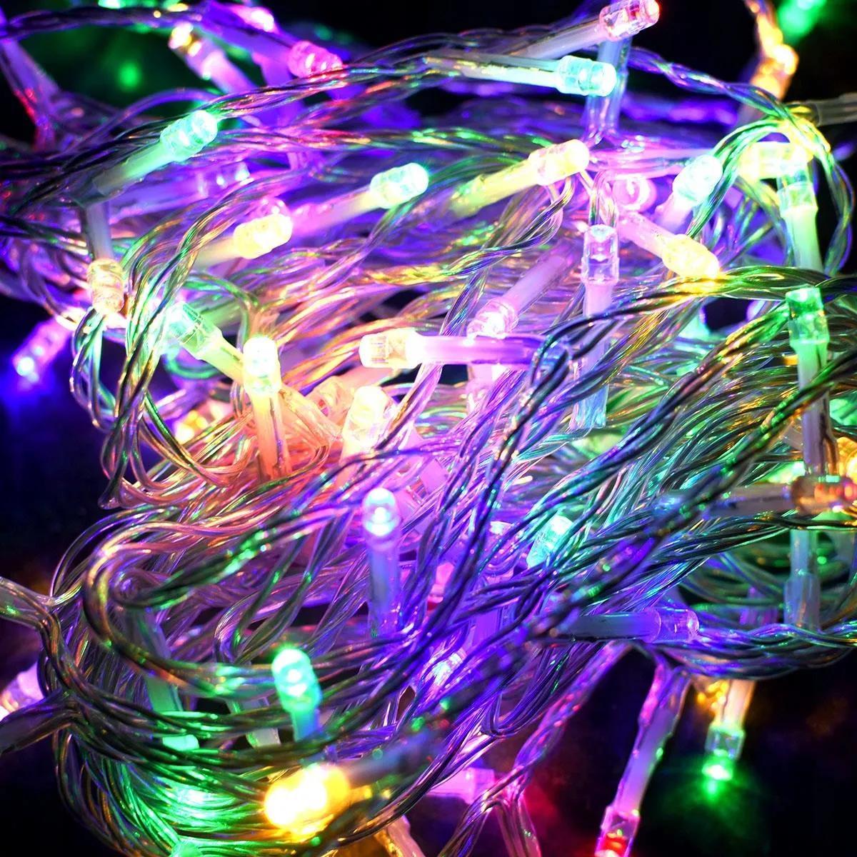 Гирлянда 50 LED прозрачная проволока от сети 220В Разноцветный (3007) - фото 1