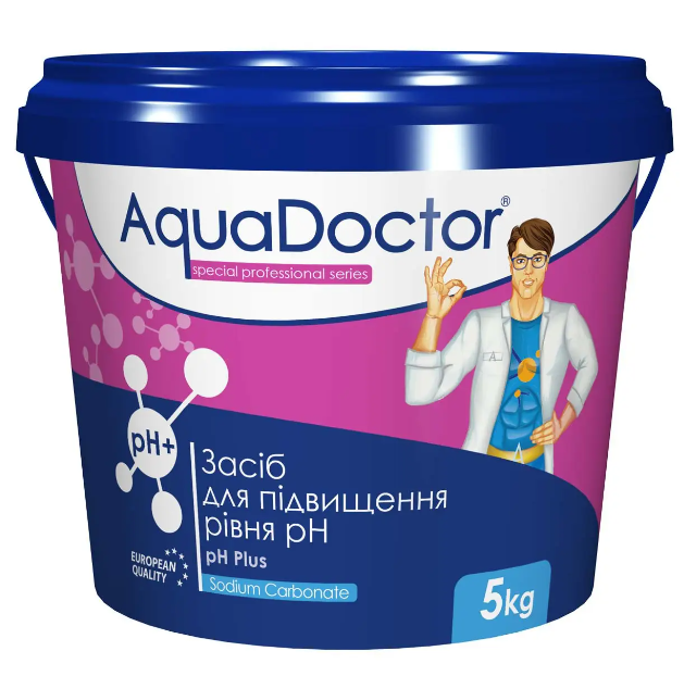 Хімія для басейну AquaDoctor pH Plus підвищення кислотно-лужного балансу води 5 кг (38826)