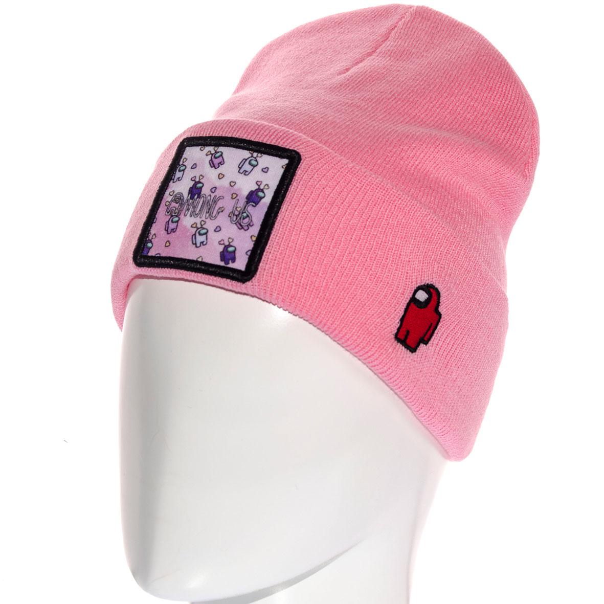 Шапка дитяча Sofi LD21208 подвійна з відворотом гладкого в'язання S р. 53-54 Рожевий