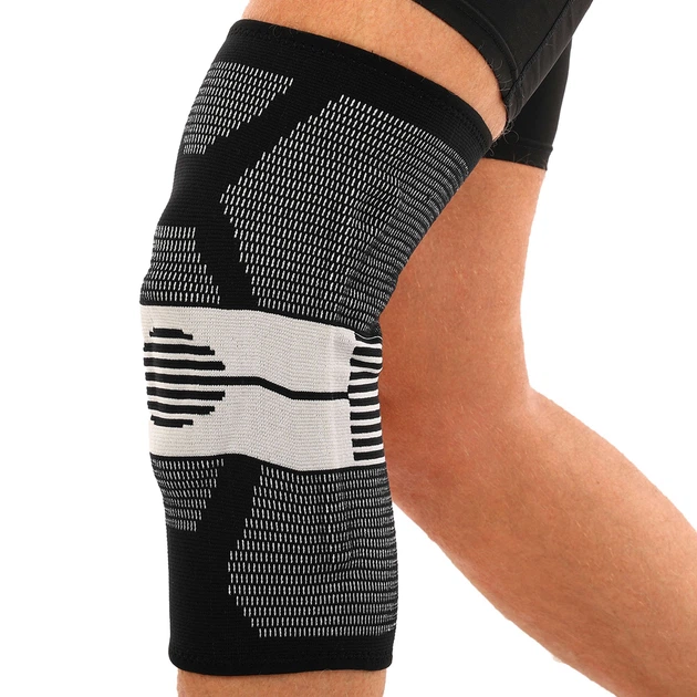 Наколенник бандаж с силиконовым кольцом MUTE 9065 Черный/Серый