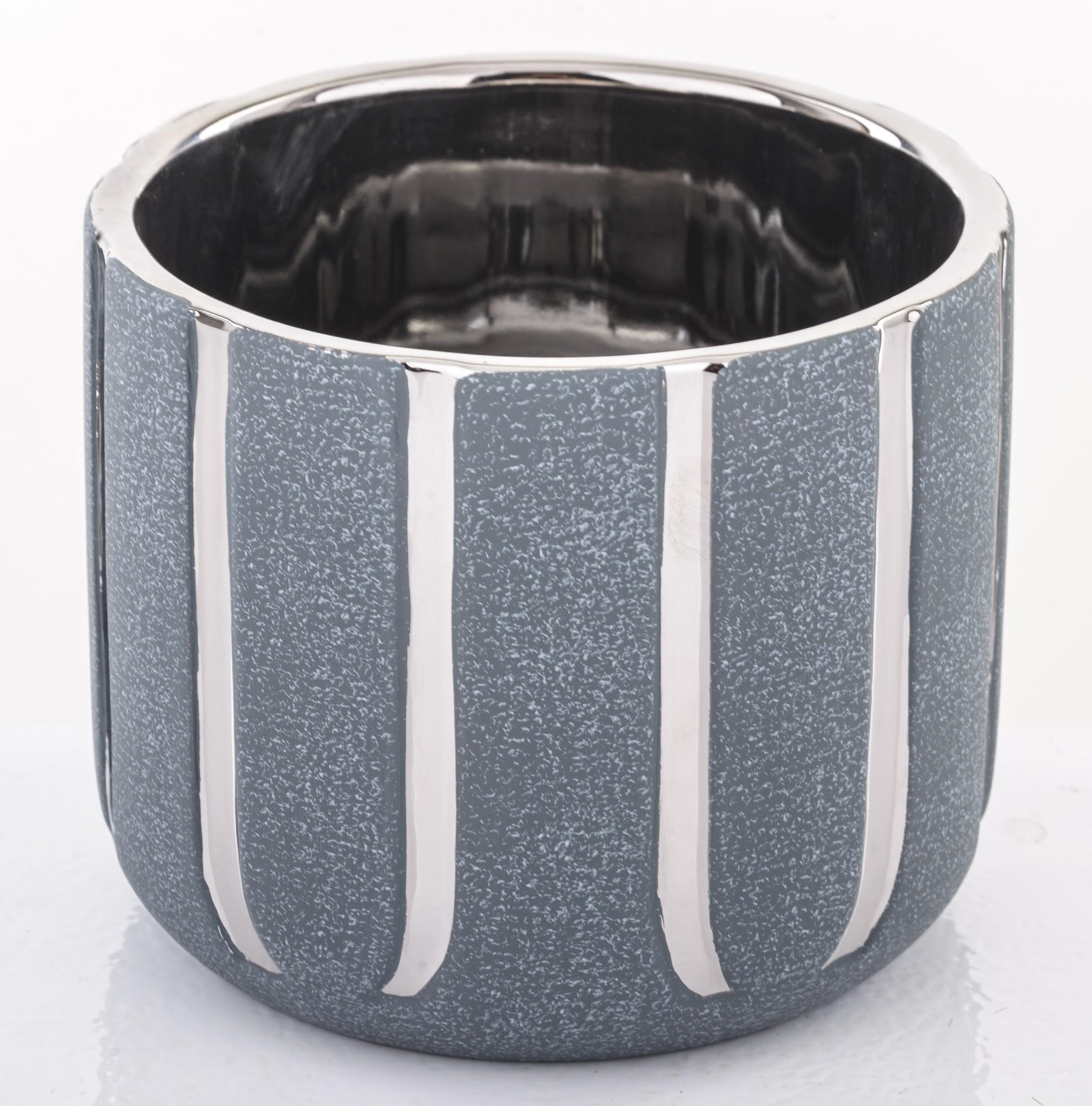 Декоративная керамическая ваза серая с серебром (138540)