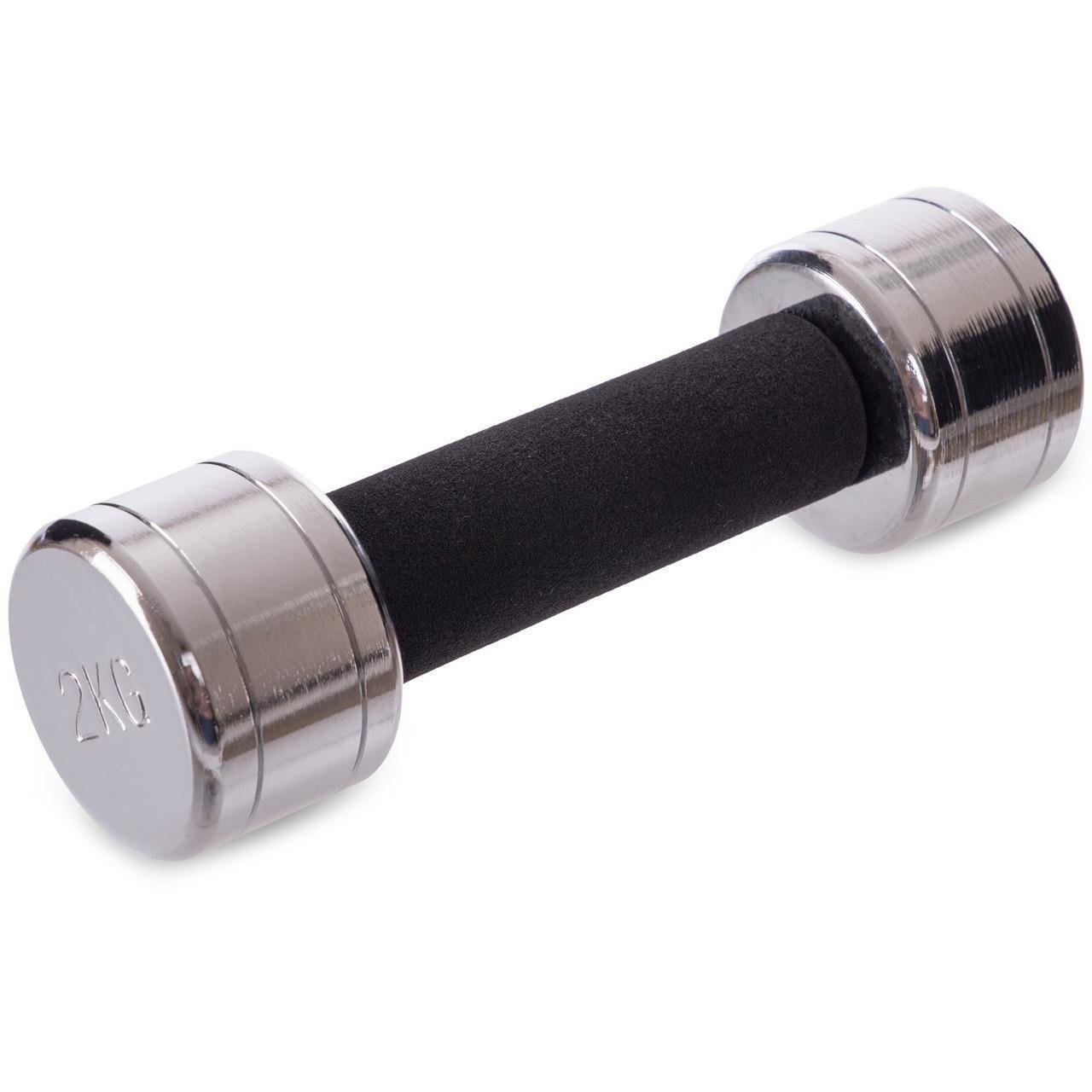 Гантель цельная Record DB5202-2 стальная хромированная 2 кг (2532859829) - фото 1 Гантель цельная Record DB5202-2 стальная хромированная 2 кг (2532859829) - фото 1