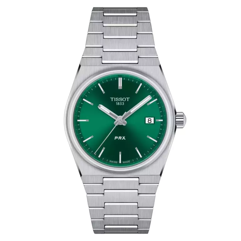 Наручные часы женские Tissot PRX T137.210.11.081.00 Серебристый/Зеленый (35321463)