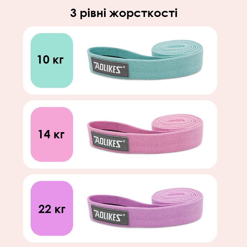 Резинки для фитнеса AOLIKES RB-3609 3 шт. Green/Pink/Violet - фото 4