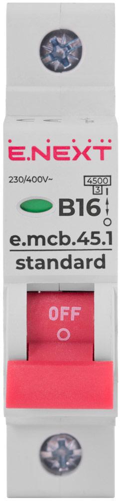 Автоматический выключатель E.NEXT e.mcb.stand.45.1.B16 1р 16А 4,5кА B (s001008) - фото 2