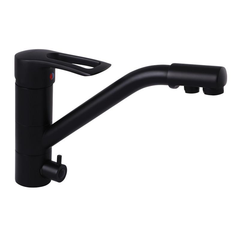 Смеситель для кухни Haiba HANSBERG 021 с выходом для питьевой воды Черный (HB3915)