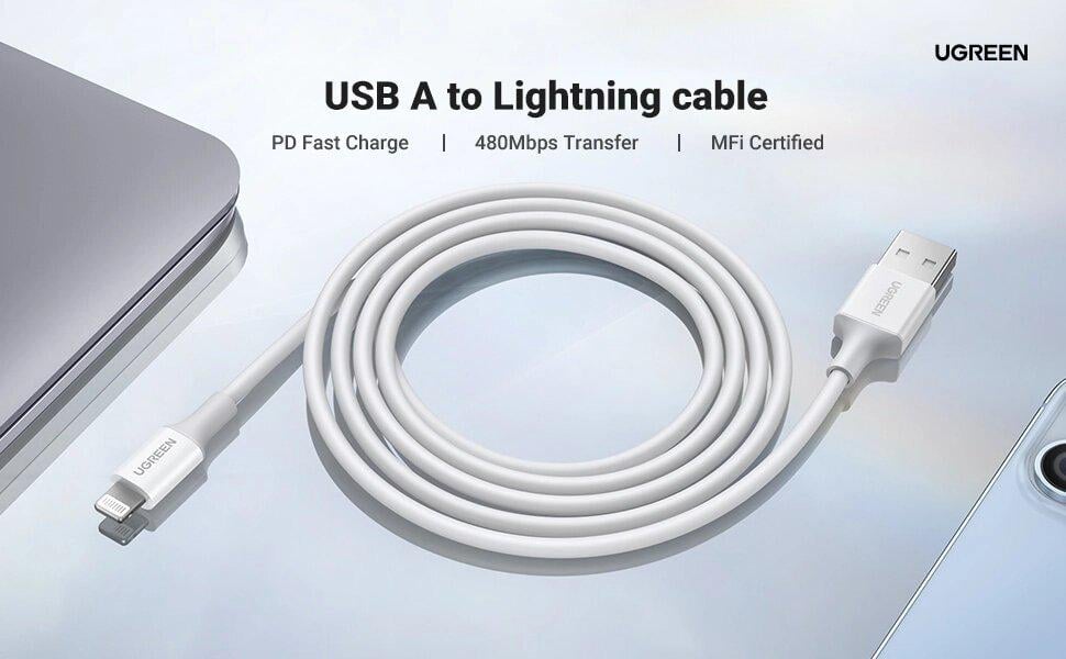Кабель UGREEN US155 Lightning MFI White (20726) - фото 7