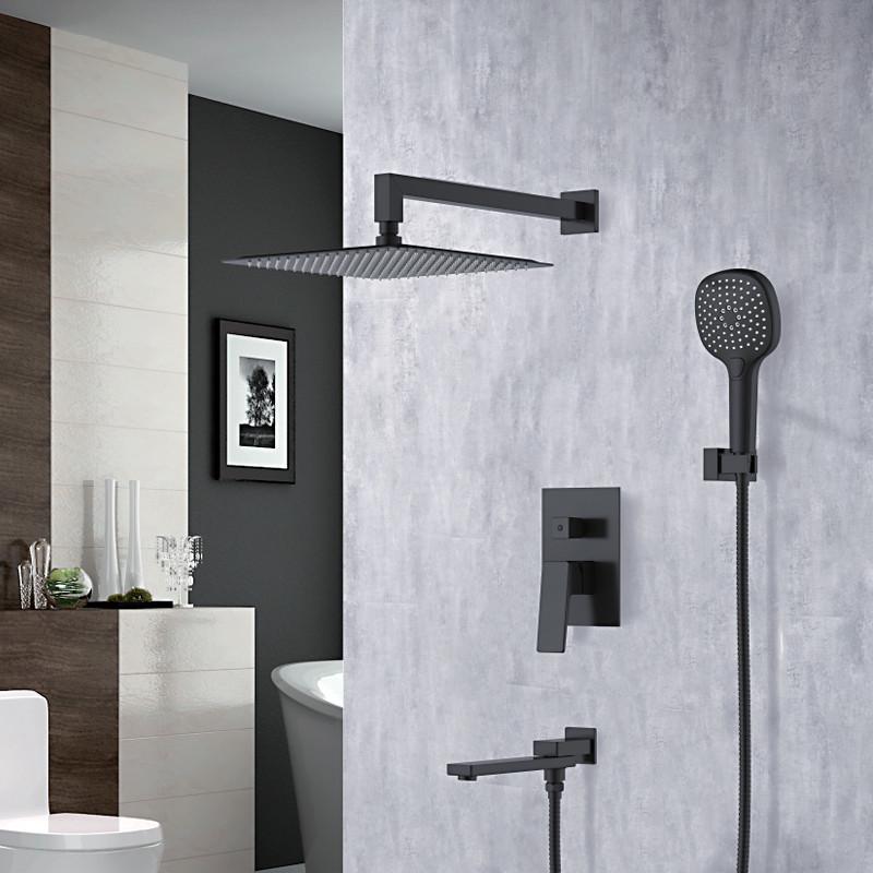 Душевая система встраиваемая FAOP A7109-6 излив-переключатель на лейку 3-режима Черный - фото 2