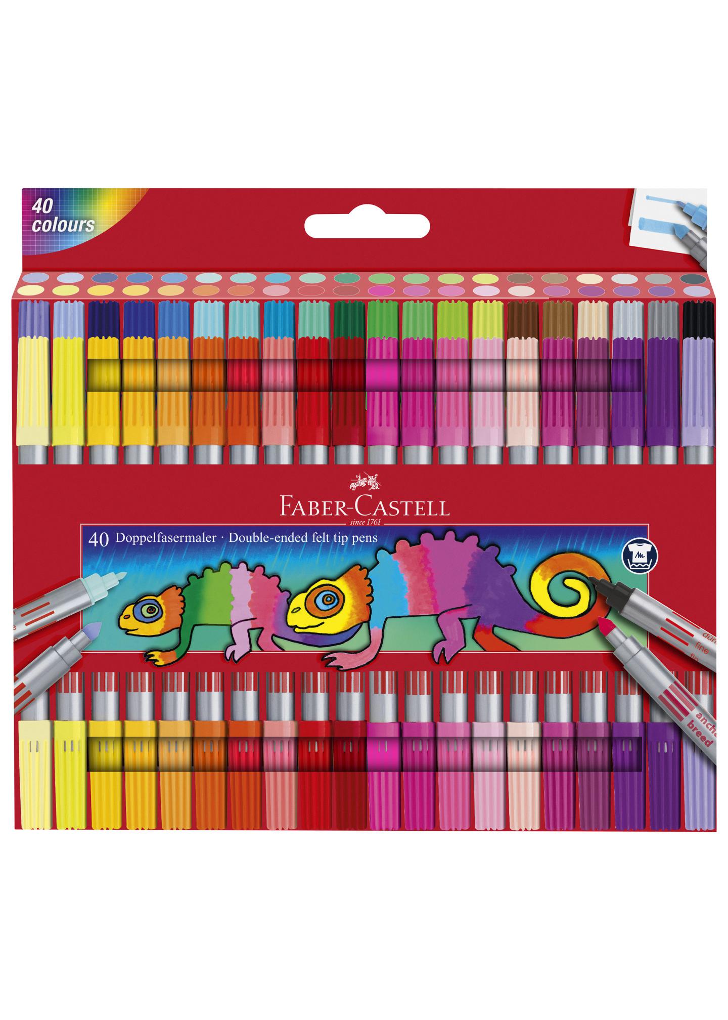 Фломастеры Faber-Castell Fibre-Tip двухсторонние 40 цветов (151140) - фото 1