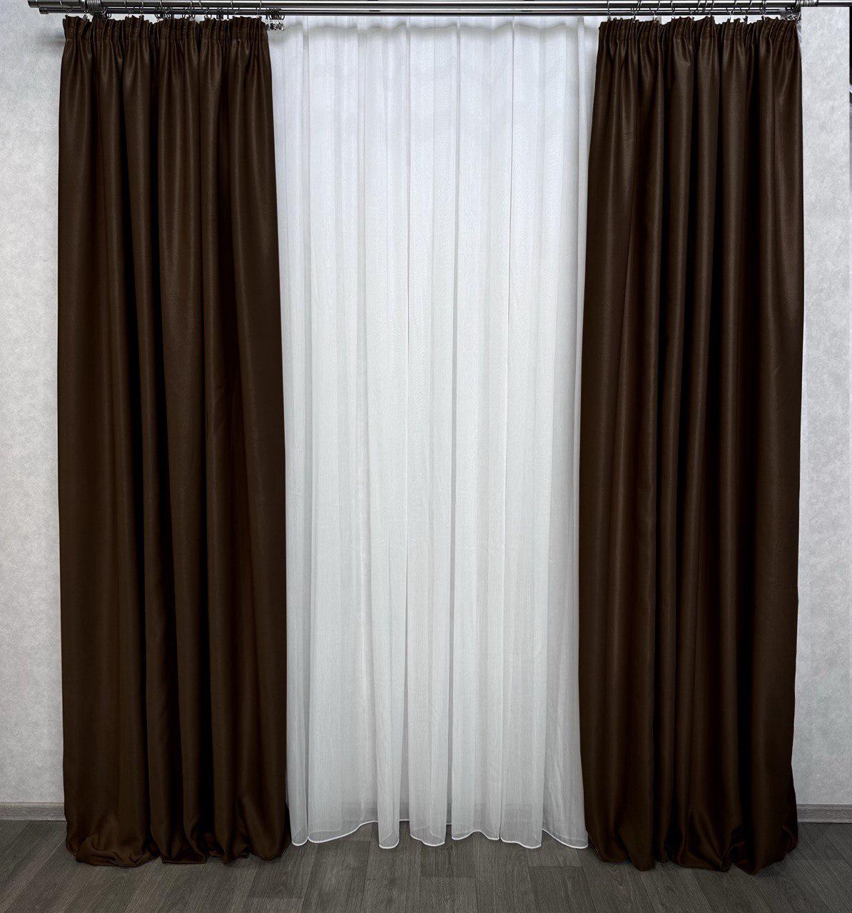 Комплект штор Aldo блэкаут 200х275 №12 2 шт. Коричневый - фото 1 Комплект штор Aldo блэкаут 200х275 №12 2 шт. Коричневый - фото 1
