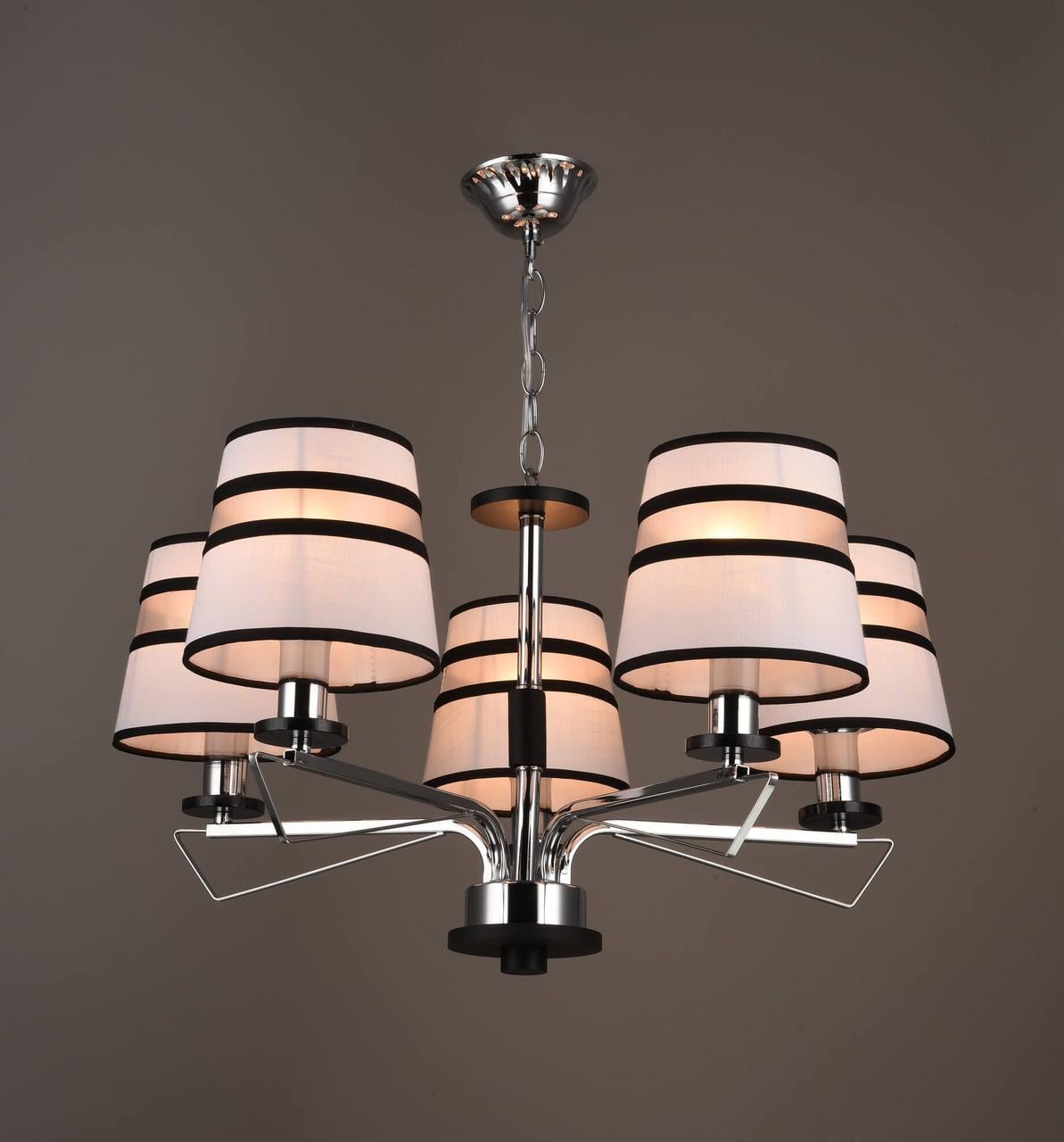 Люстра Svlight подвесная на цепи на пять рожков 0951/5 Хром/Черный (1322021452)