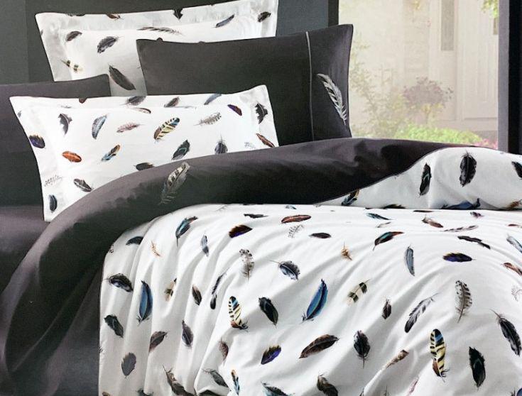 Постельное белье Maison D'or Pulume Volante сатин с вышивкой евро Brown