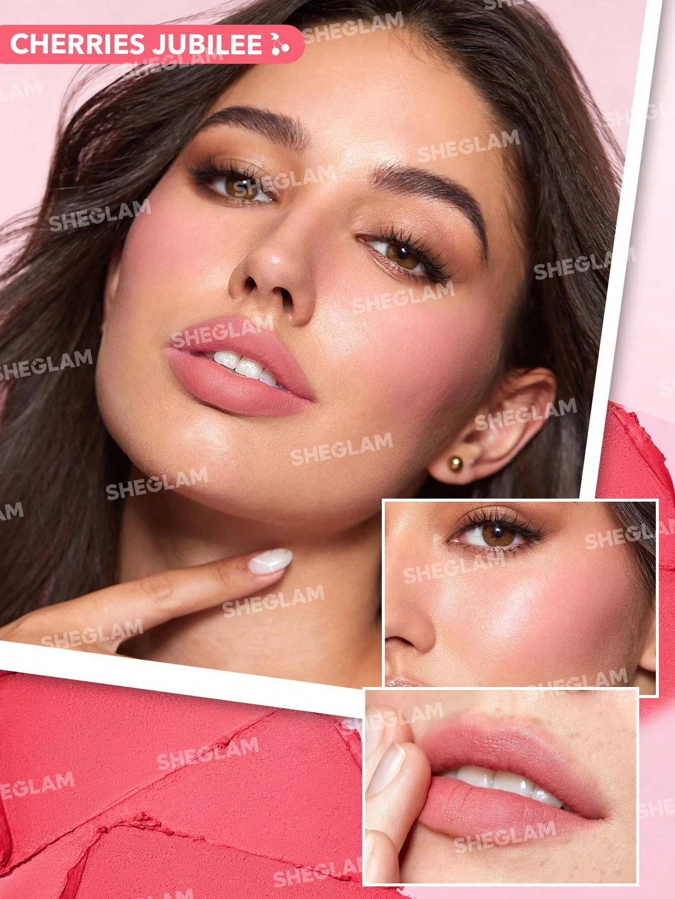 Палетка для губ и щек 3в1 SHEGLAM Very Cherry Cheek&lip Cream Stack 3,96 г - фото 4