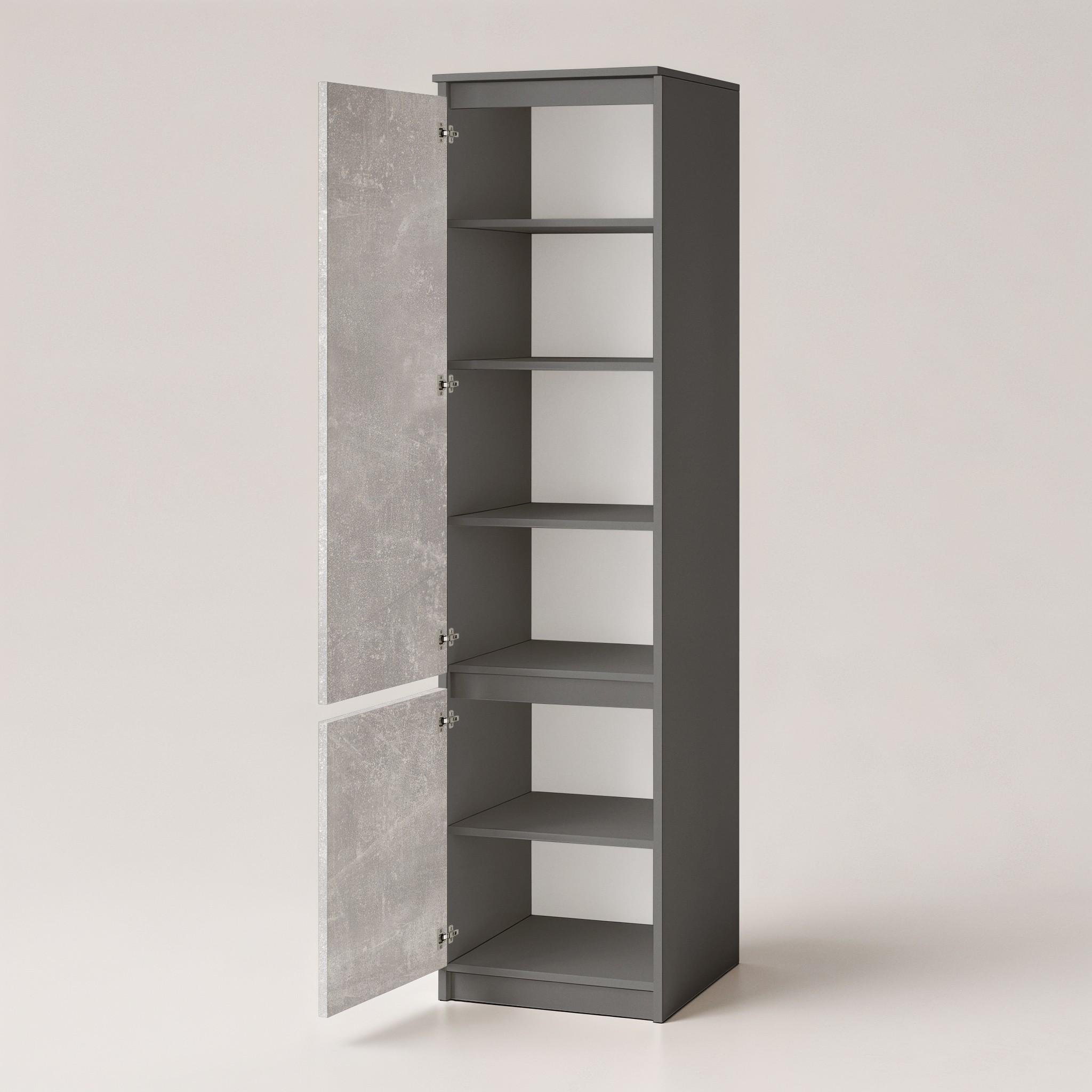 Шкаф-пенал с полками T-217 500х498х2117 мм Антрацит/Бетон - фото 2