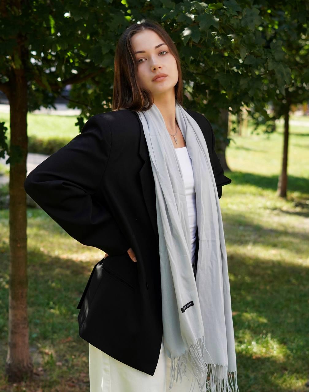 Шарф жіночий My Scarf Мілан 180х60 см Світло-сірий (29736221)