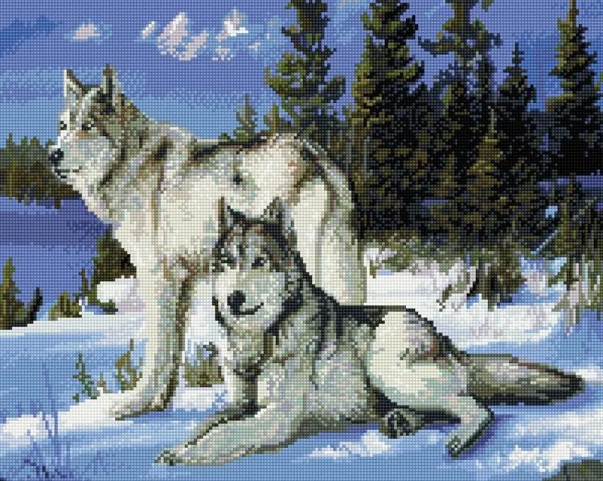 Алмазная мозаика ColorArt Волки на снегу 40х50 см (SP007)