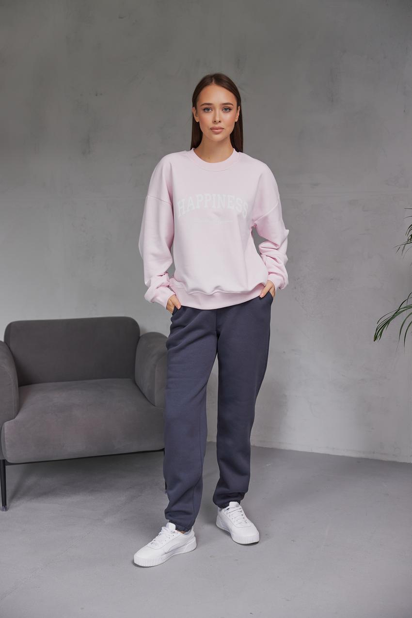Свитшот женский Happiness М132.4/1 начес S Пудровый (598-1-60) - фото 3 Свитшот женский Happiness М132.4/1 начес S Пудровый (598-1-60) - фото 3
