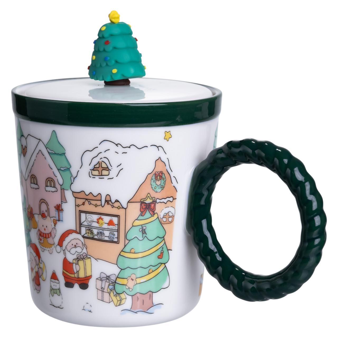 Чашка порцелянова Ялинка з кришкою 400 мл (FM-CS-36B) - фото 4 Чашка порцелянова Ялинка з кришкою 400 мл (FM-CS-36B) - фото 4