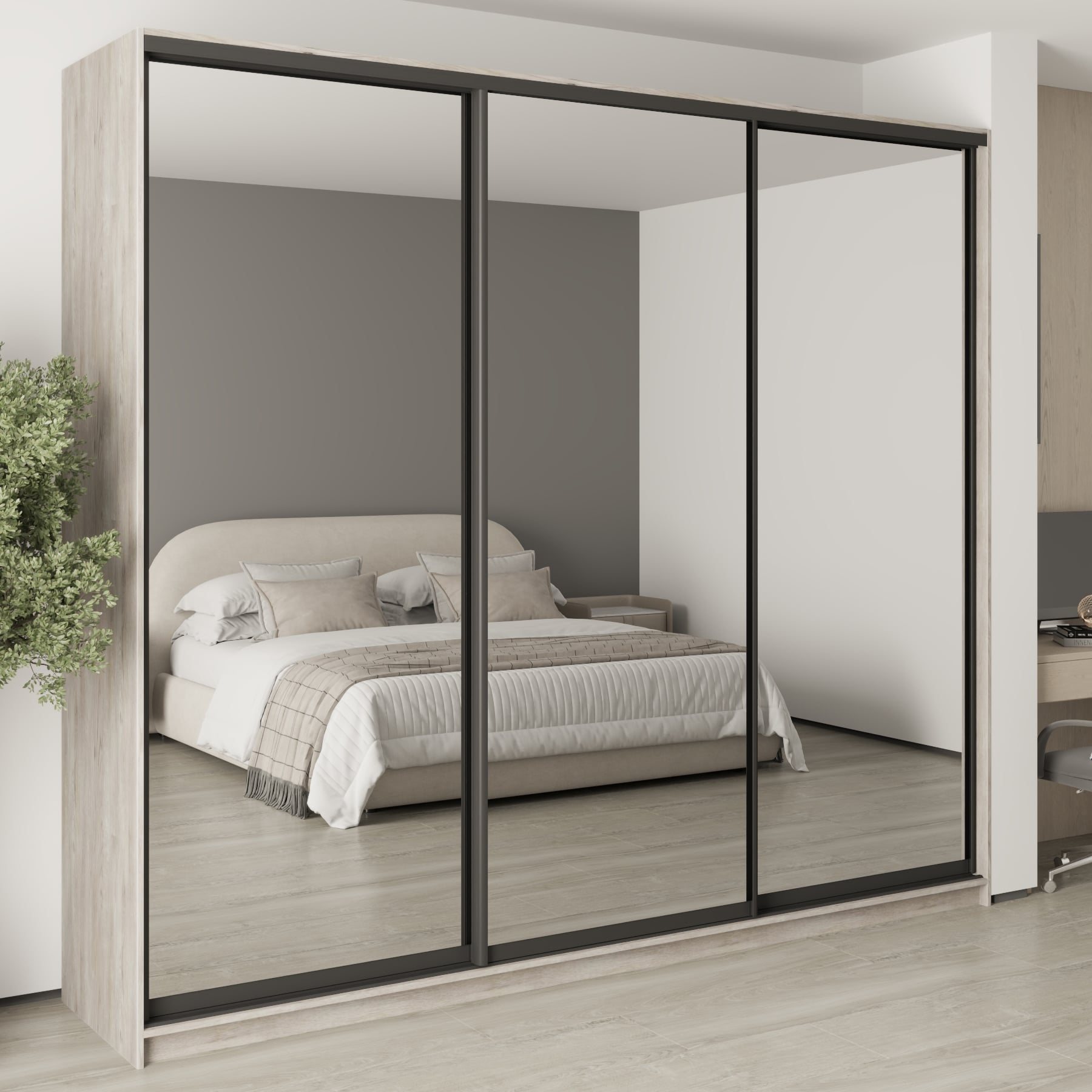 Шкаф-купе трехдверный Mebel Star Комбо BG MBS-9877 270х45х240 см Аляска серый (1009866)