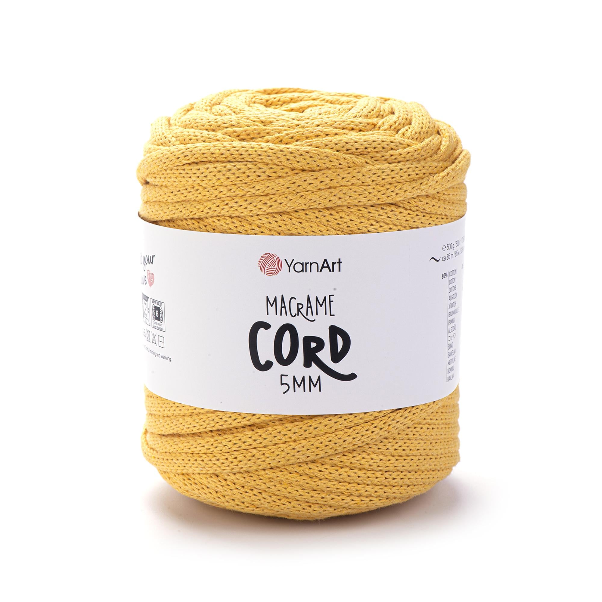 Шнур плетеный Macrame Cord с сердечником 5 мм Горчичный №796 (2298005236)