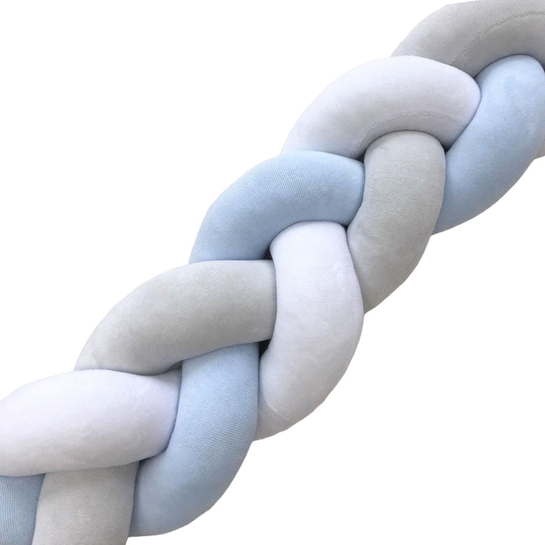 Бортик-косичка 120х15 см Серый/Белый/Голубой