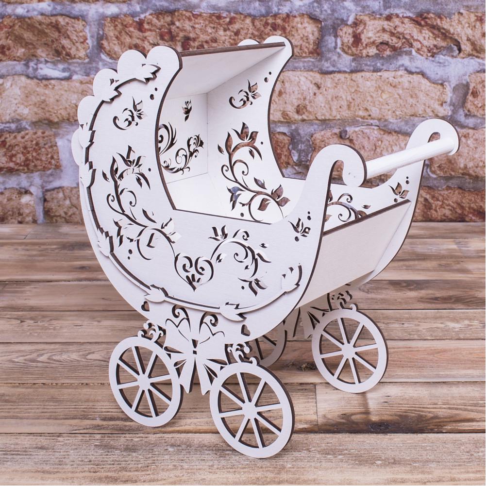 Деревянная коляска с листиками (4494-2)