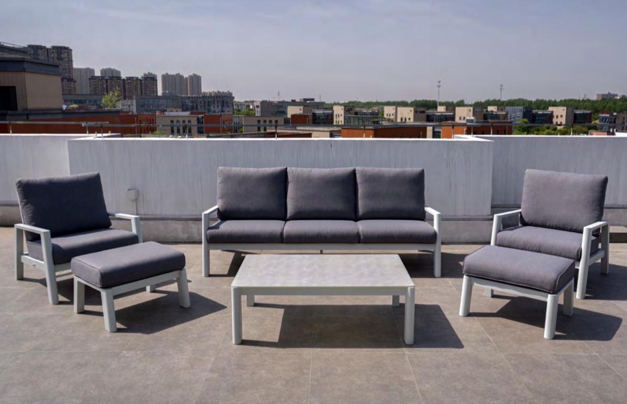 Комплект вуличних м'яких меблів Loft на металевому каркасі для тераси Сірий (KS-1353)