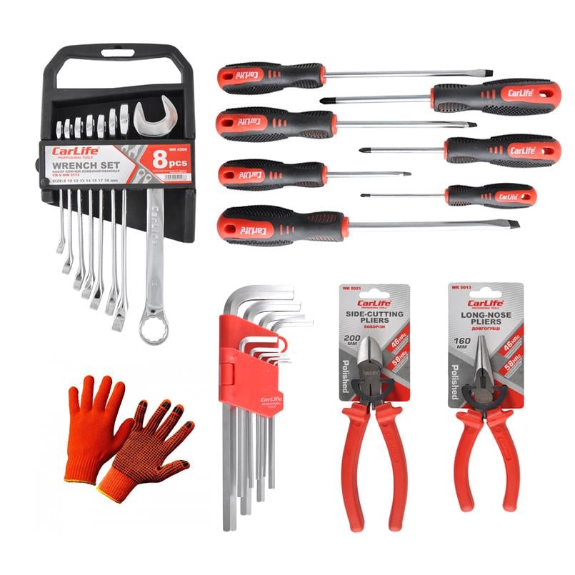 Набір інструментів для авто CarLife з довгогубцями та кусачками (na_86)